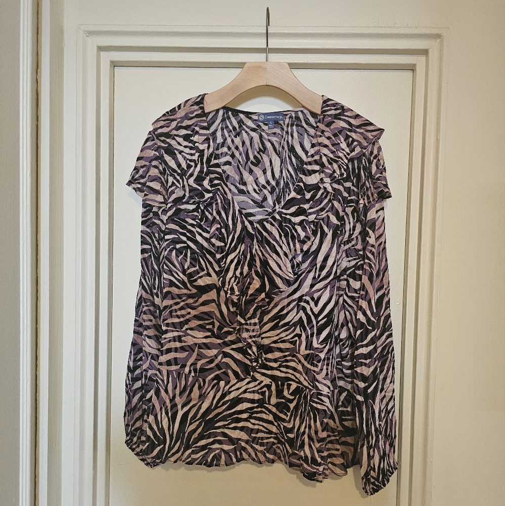 Democracy purple and beige animal print blouse